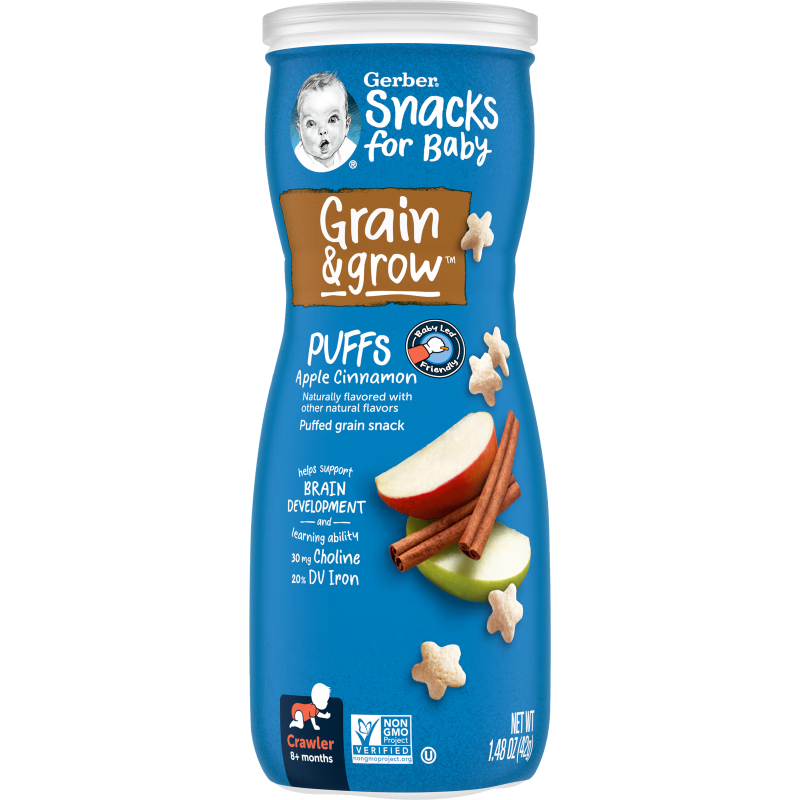 嘉寶(GERBER)嬰兒泡芙 星星泡芙蘋果肉桂味三段(8個(gè)月以上)42g 效期26年4月