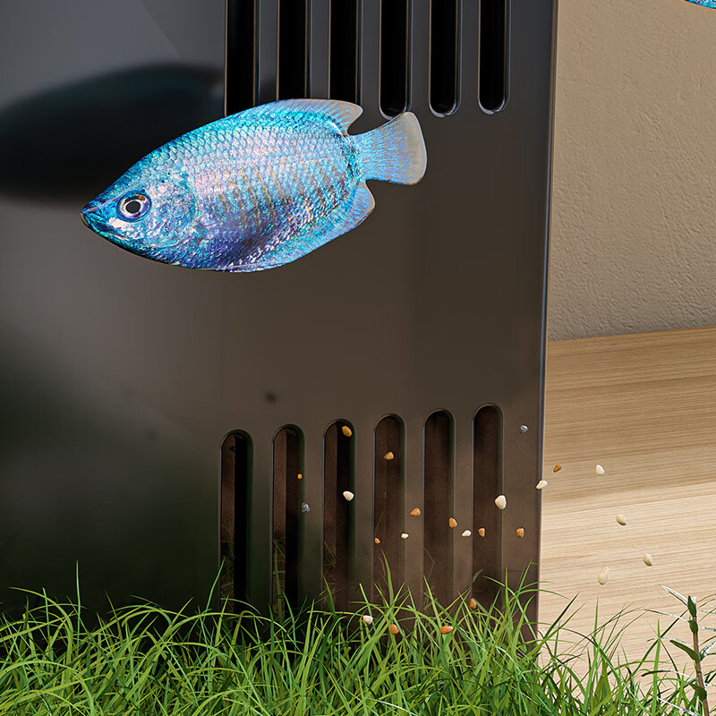 宠小岛鱼缸小型客厅2025新款过滤制氧一体机桌面家用生态造景金鱼背滤缸 【40经典黑·AS塑料】过滤氛围套餐