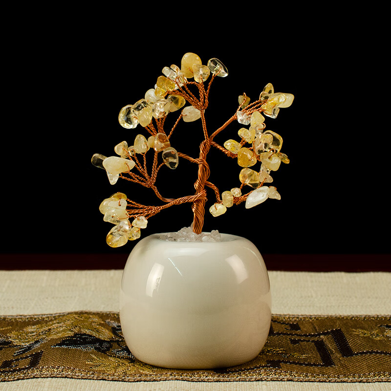 佛前供花佛堂裝飾花瓶堂口裝飾水晶供花客廳玄關(guān)辦公桌面仿真擺件 黃水晶一盞