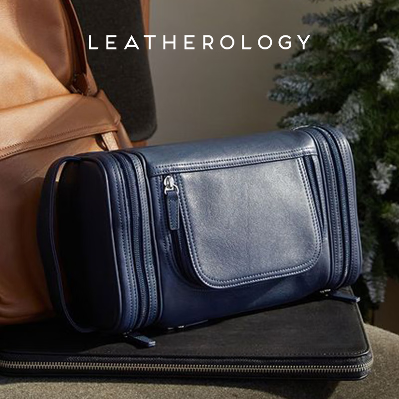 LEATHEROLOGY奥勒吉真皮商务旅行洗漱包男出差便携化妆收纳手提包定制老师礼物 玛瑙黑