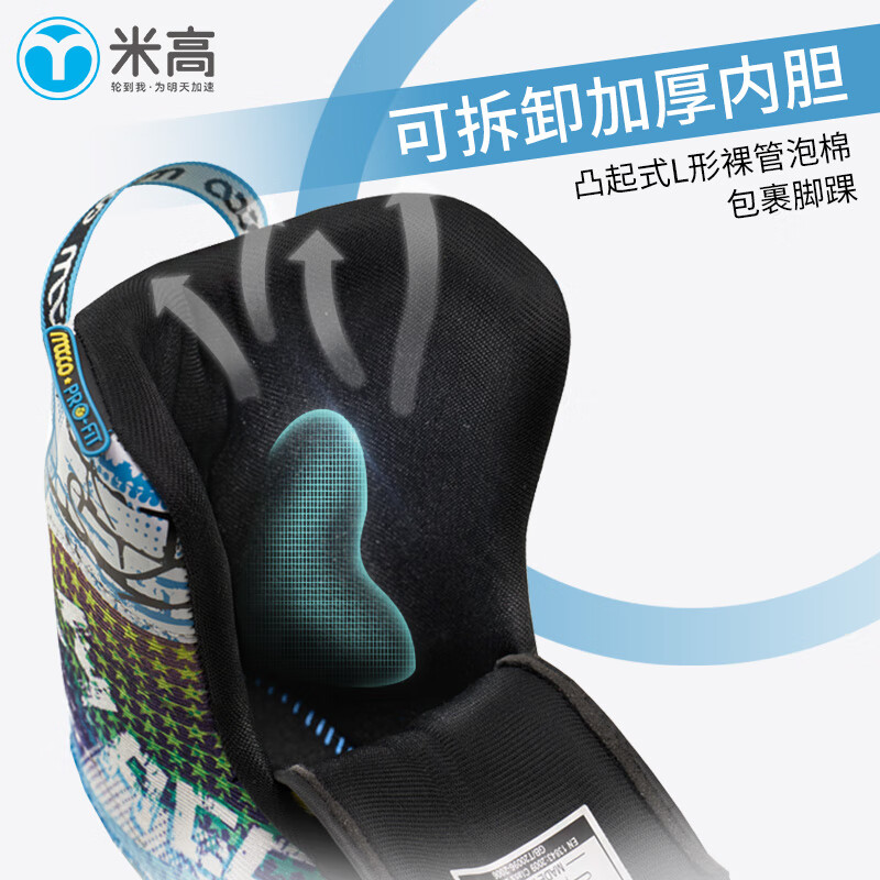 米高轮滑鞋儿童溜冰鞋旱冰鞋可调节初学休闲花式两用中小学生培训鞋S7 蓝色K7套装(K7盔+PE1护+包) S-7 M (推荐鞋码33-36)