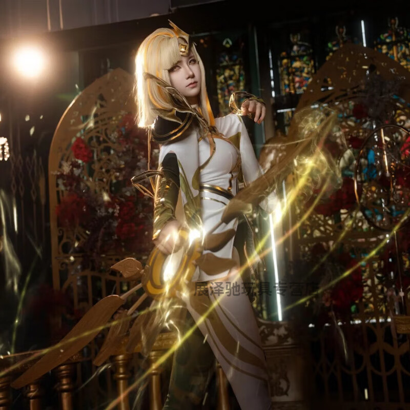 班贝智镜cos服周边衣服二次元王者镜炽阳神光cosplay卡通套装动漫 炽阳神光镜cos+配饰+假发+鞋子 L