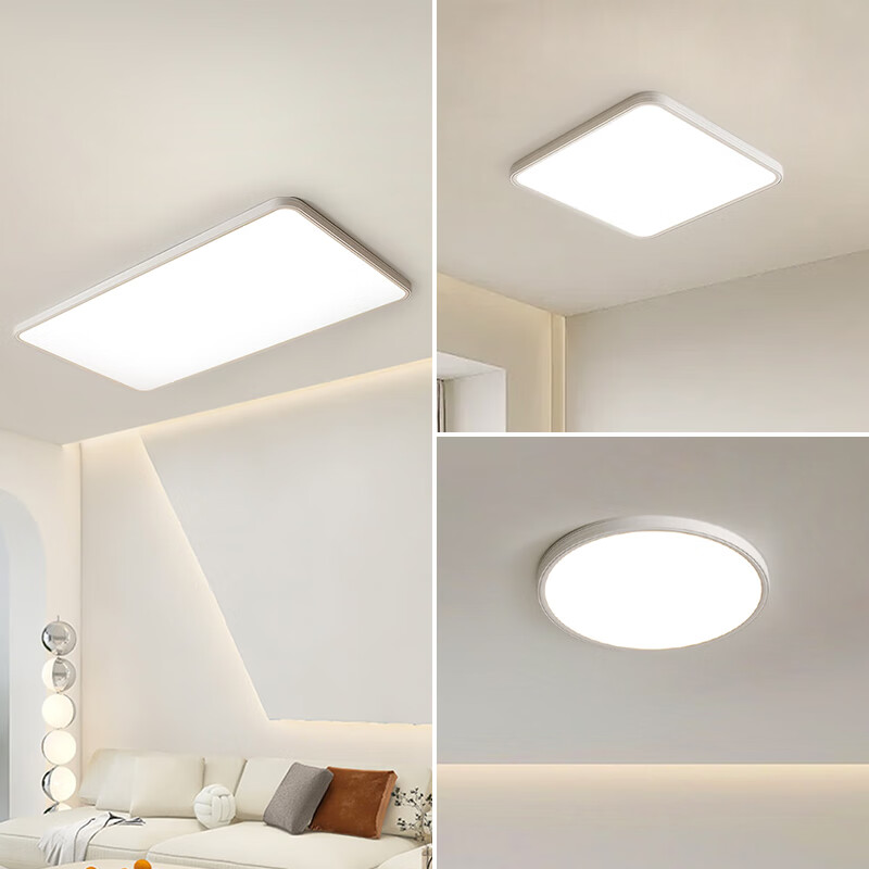 宏光照明现代简约主灯灯具超薄极简吸顶灯客厅LED全光谱护眼卧室房间灯 48W 10㎡内适用 素影50圆 变光款