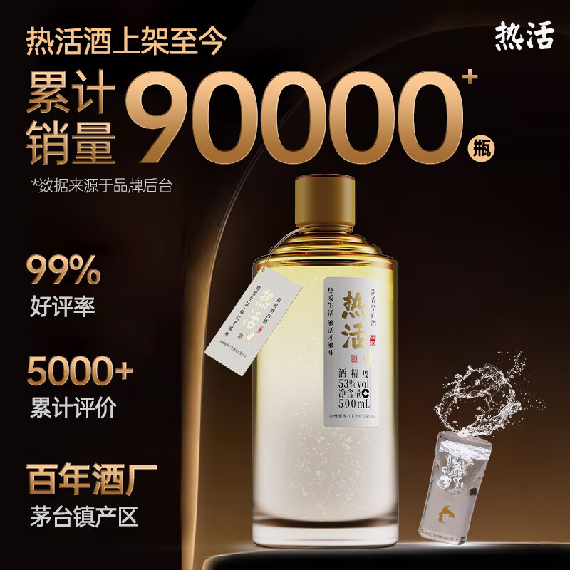 酣客 热活 酱香型白酒 贵州口粮酒白酒礼盒 53度 500mL 6瓶 整箱装