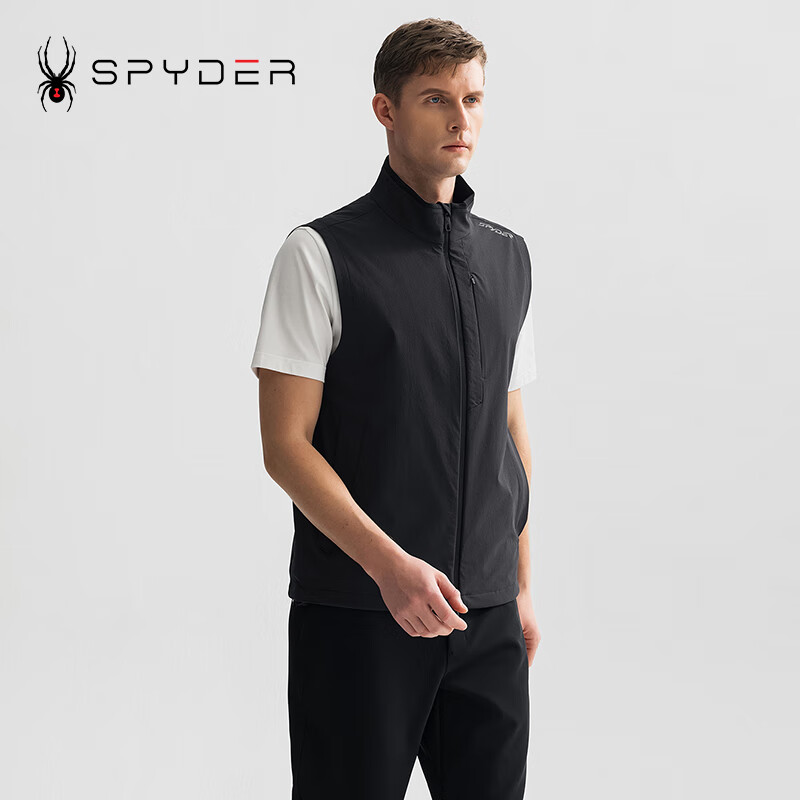 SPYDER春夏新品男子TRAINING馬甲日常戶外休閑背心25MS135M 黑色 L