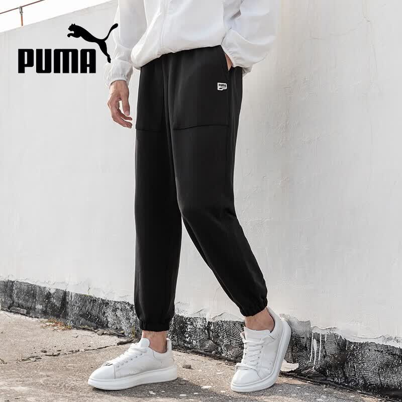 彪马（PUMA）男子健身训练宽松长裤束脚裤休闲裤 533044-01 XL码