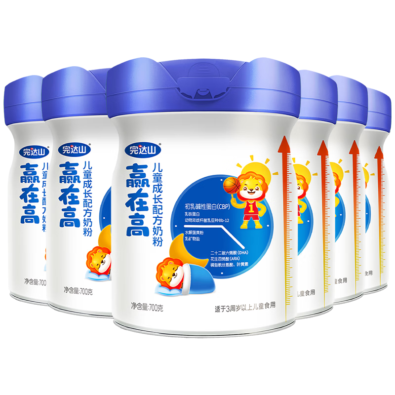 完達(dá)山高滋高兒童成長(zhǎng)奶粉乳鐵蛋白CBP高鈣促進(jìn)骨骼發(fā)育700g*6罐(3歲+)