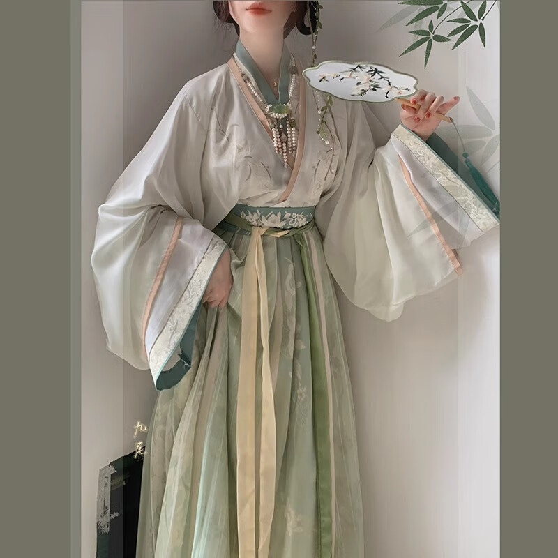 翊尚美汉服女成人全套正版春季新款晋制一片式交领齐腰糯裙国风套装 红色【刺绣上衣+印花糯裙+里衣】 L 【适合115-130斤】