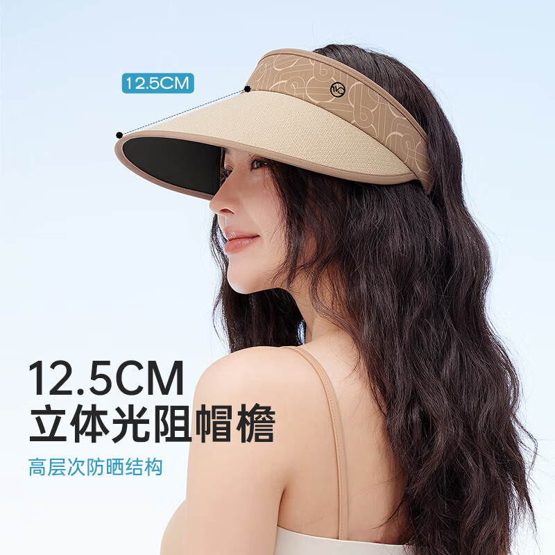 VVC遮阳帽女夏季户外防晒帽空顶帽太阳帽骑车帽子女士小香风 月白 甜茶