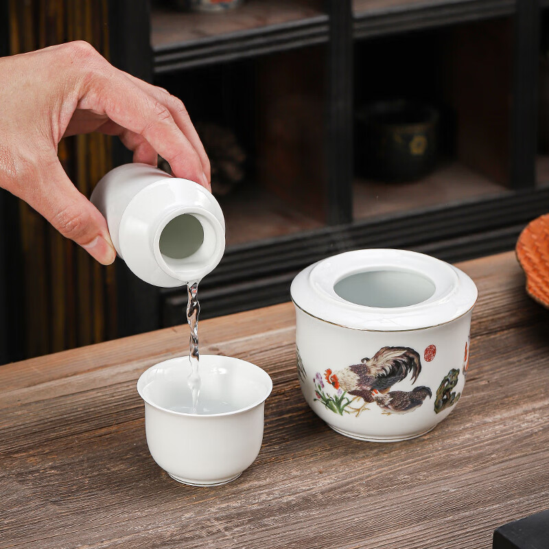 汇儒堂陶瓷温酒器套装烫酒壶老式温酒壶生肖家用陶瓷 五蛇聚福温酒壶三两装