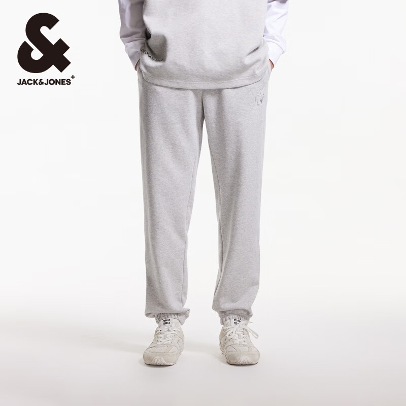 杰克·琼斯（JACK&amp;JONES）25年男装秋季卫裤男束脚运动裤宽松潮流抽绳休闲裤品牌男士裤子 012浅花灰色 33 180