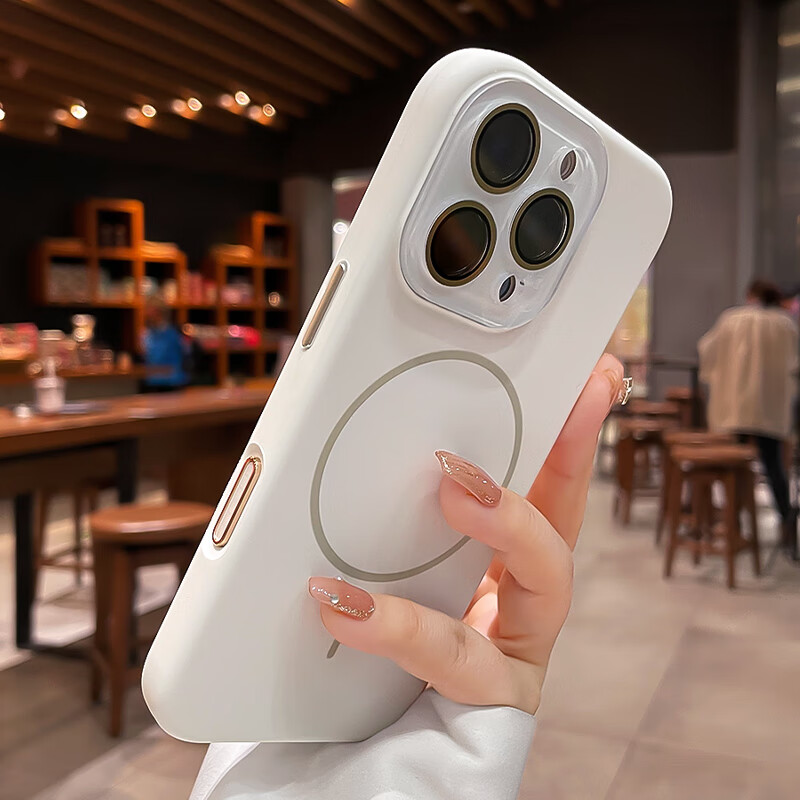 韻寧 細(xì)圈Magsafe磁吸適用蘋果16手機(jī)殼iPhone16promax新款液態(tài)硅膠15帶鏡頭膜14相機(jī)按鍵保護(hù)男女外殼 【古董白】水晶鏡頭膜*帶拍照按鍵*細(xì)圈磁吸 iPhone16ProMax