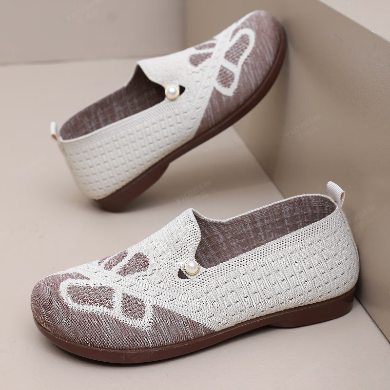 意迪森新款老北京布鞋女洋气时尚一脚蹬飞织鞋面透气不捂脚防滑耐磨鞋底 绿色 35 (225mm)