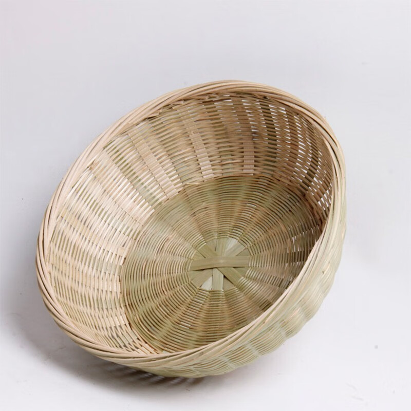 法漫玫 圆形手工编织竹制水果篮 收纳篮 竹筐 竹篮 竹筛子 笸箩