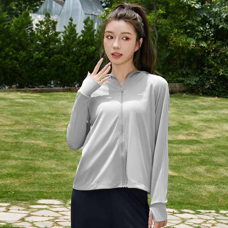 OhSunny防晒衣男女同款轻薄透气防紫外线户外运动防晒服外套 云霜灰 S 推荐90-120斤