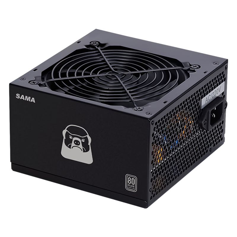 先马（SAMA）平头哥E800 额定650W 台式主机箱电脑电源 80PLUS白牌/压纹线/14CM短机身/主动PFC/温控风扇/宽幅