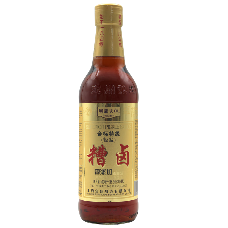 寶鼎天魚(yú)上海金標特級輕鹽糟鹵500ml八年陳糟香糟鹵熱糟蝦糟雞爪調味汁