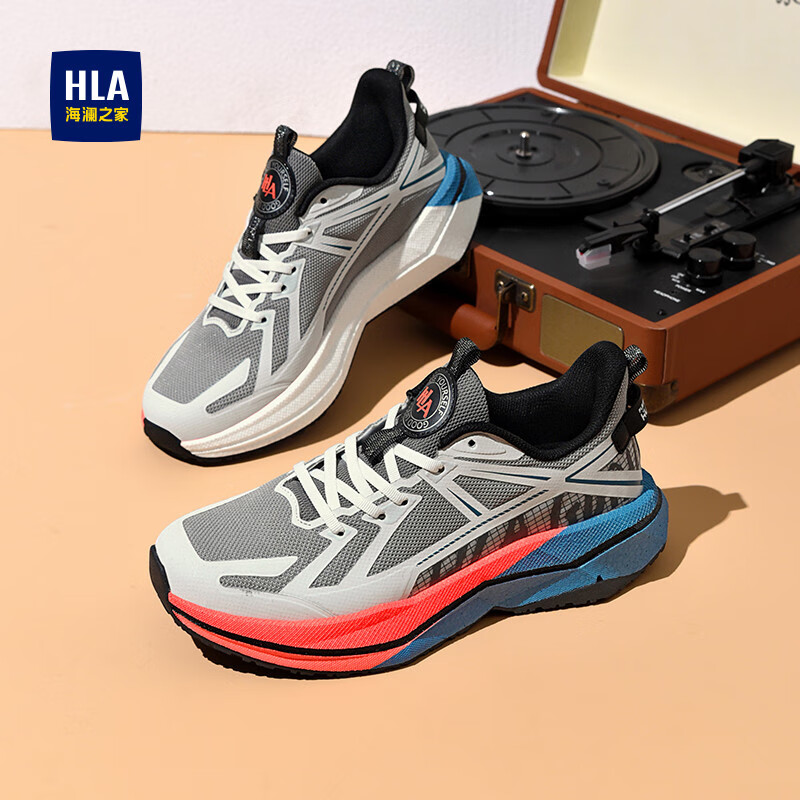 海澜之家（HLA）运动鞋男舒适透气男鞋休闲厚底鞋子男 黑蓝色 40