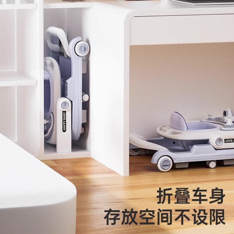 活石(LIVING STONES)婴儿学步车防o型腿2025款6-9个月以上宝宝儿童多功能防侧翻可折叠 旗舰蓝丨音乐+助步+折叠+静音轮 小孩学走路手推车