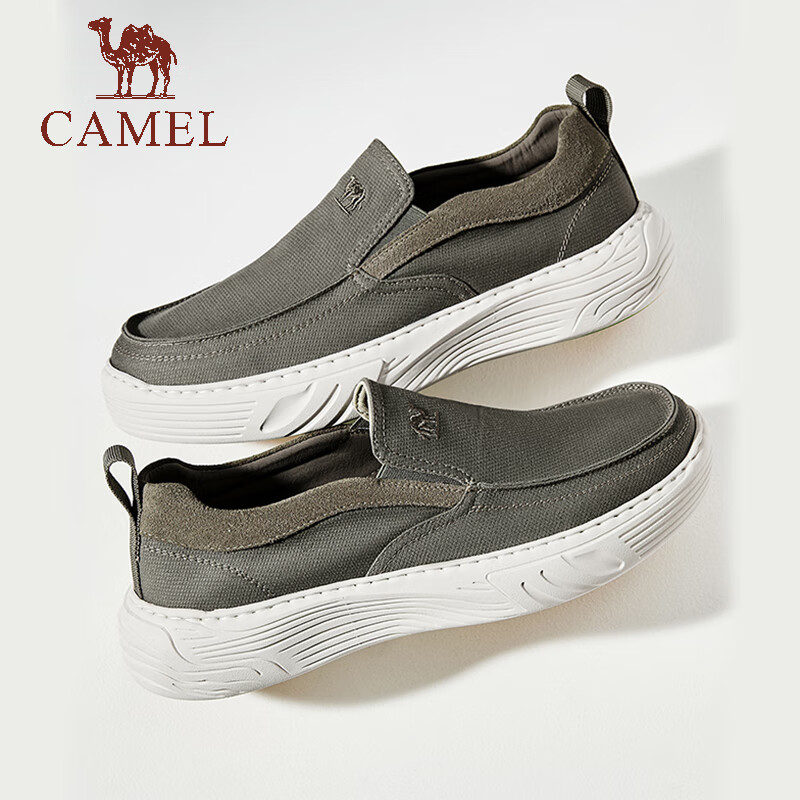 骆驼（CAMEL）帆布鞋2025春季新款轻便透气舒适便捷闪穿套脚休闲健步男鞋 G15S391087 绿色 42