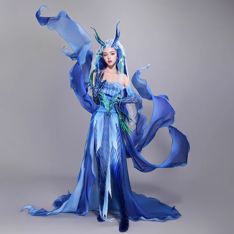 熬润cos服哪吒2之魔童闹海姑姑敖闰cos西海龙王cosplay服装 150儿童(不含假发龙角耳朵龙爪