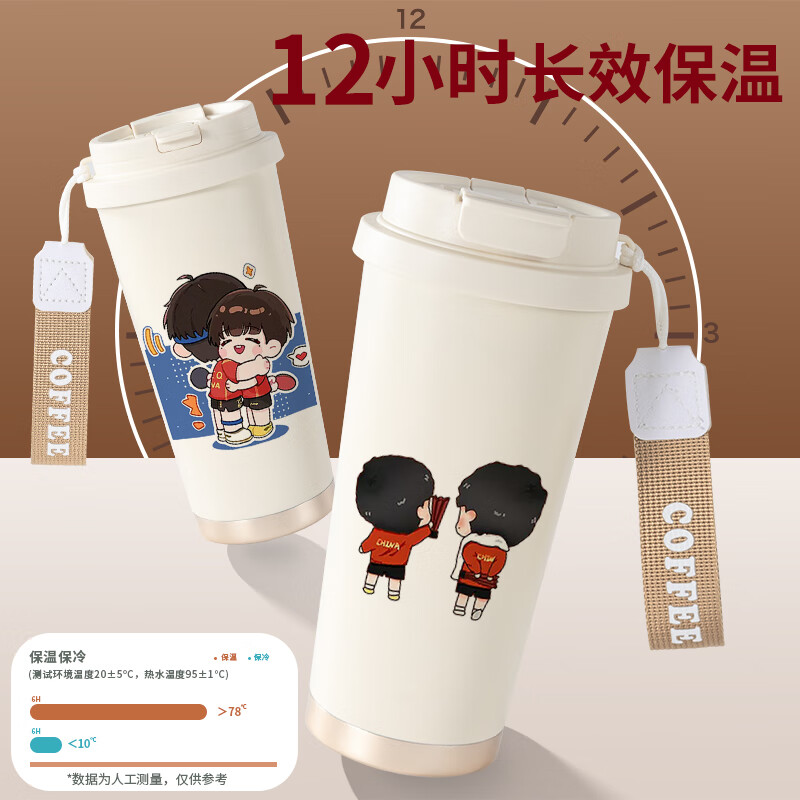 喆湘莎头周边保温杯孙颖莎王楚钦组合可爱杯子沙头定制女水杯 来图定制-陶瓷覆层-双饮杯  530ml