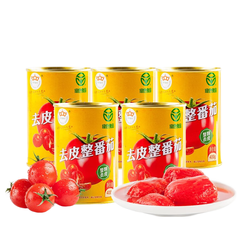 冠农股份（GUAN NONG SHARE）新疆去皮整番茄罐头400g*12罐西红柿番茄丁罐头番茄酱 去皮整番茄400g*12罐