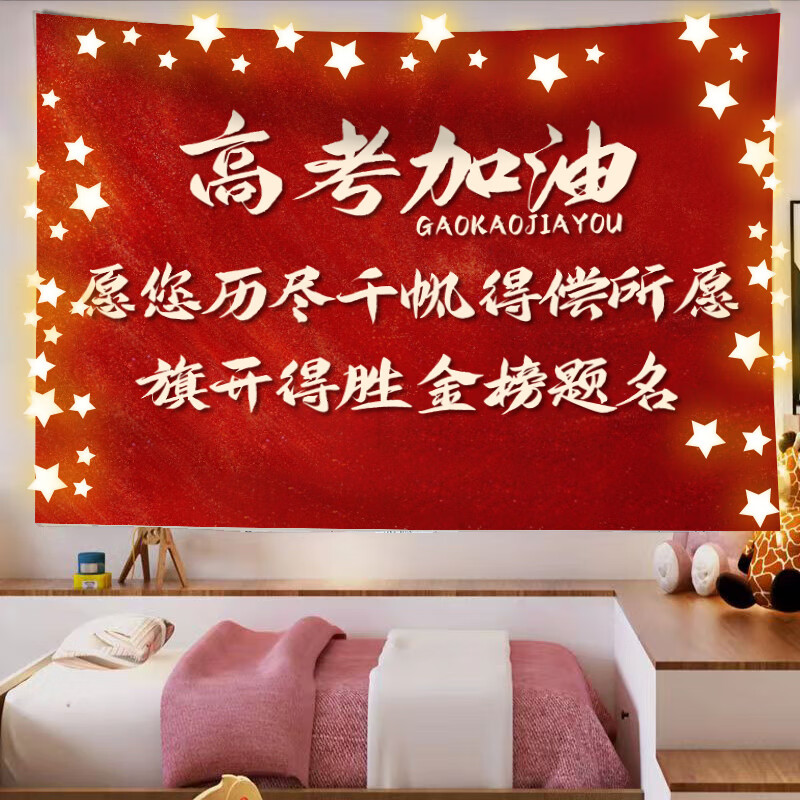 百日誓師大會物料中高考學(xué)生教室簽名墻背景布儀式感裝飾氛圍掛布 中高考勵志背景布001 小號100*70cm【不燈串】