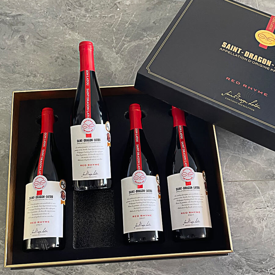 圣龙拉途法国进口红酒AOP干红葡萄酒2021年份赤霞珠混酿750ml 4支礼盒装