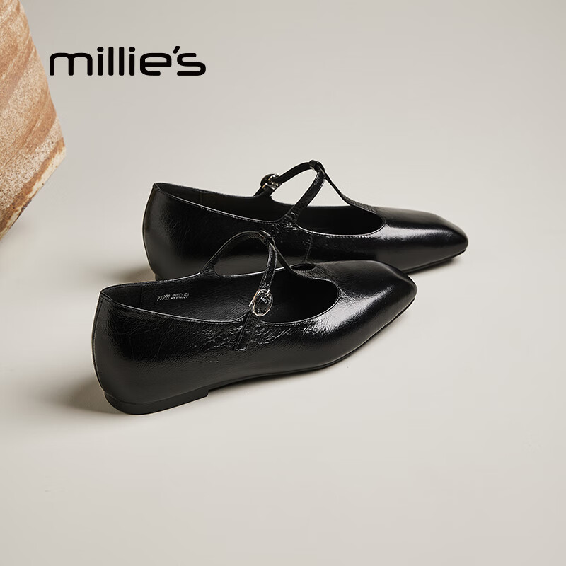 妙丽玛丽珍鞋女低跟内增高浅口2026春季新款百搭时尚气质单鞋 黑色 36 (230mm) 标准码