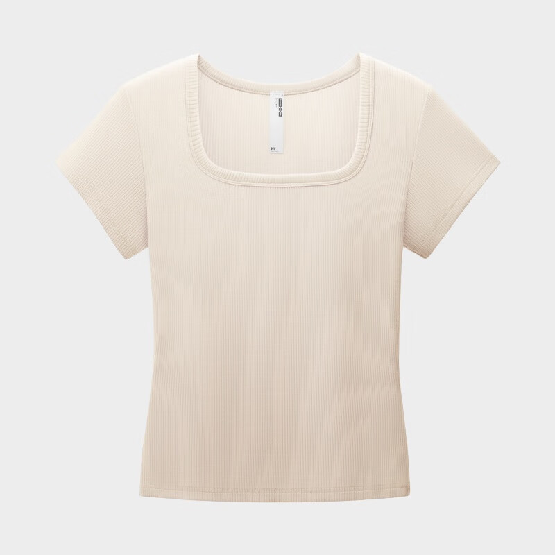 蕉内凉皮5系女士方领修身肌底衣显瘦显白保湿T恤女 奶油白 M