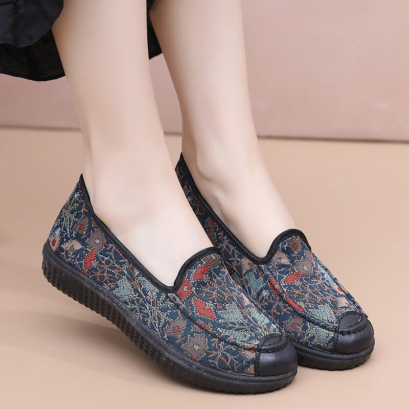 意迪森传统老北京布鞋柔软透气飞织鞋面女单鞋软底不累脚久站不累踩屎感 红色 35 (225mm)