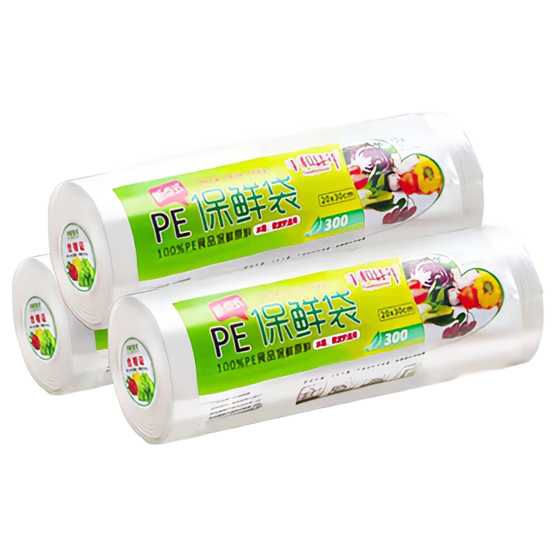 平口式食品袋家用大中小保鲜袋冷藏PE食品级塑料打包袋点断连卷袋 中号25*35cm 200只