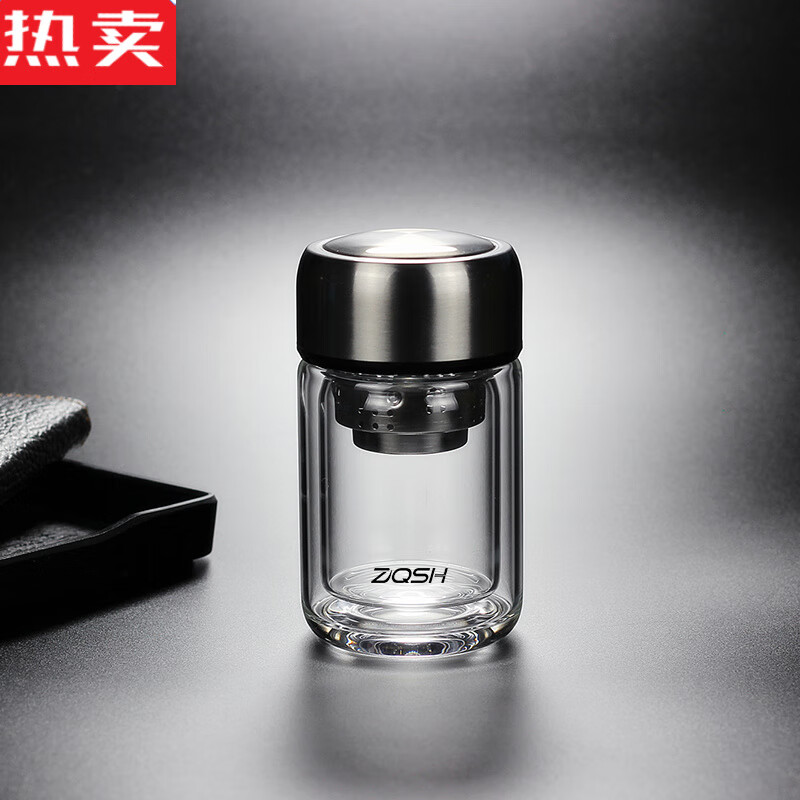 双层玻璃杯小巧杯子水杯便携女高颜值随手 钢本色