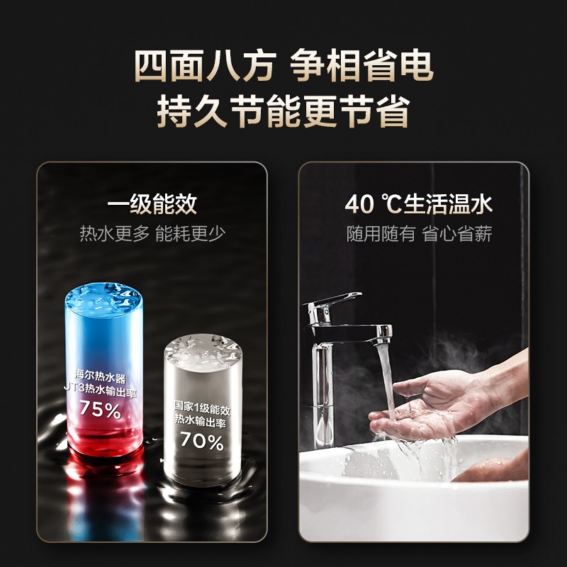 海尔（Haier）80升家用电热水器3300W变频速热增容大水量一级能效水质可视金刚无缝胆WIFI智控 EC8002-JT3U1