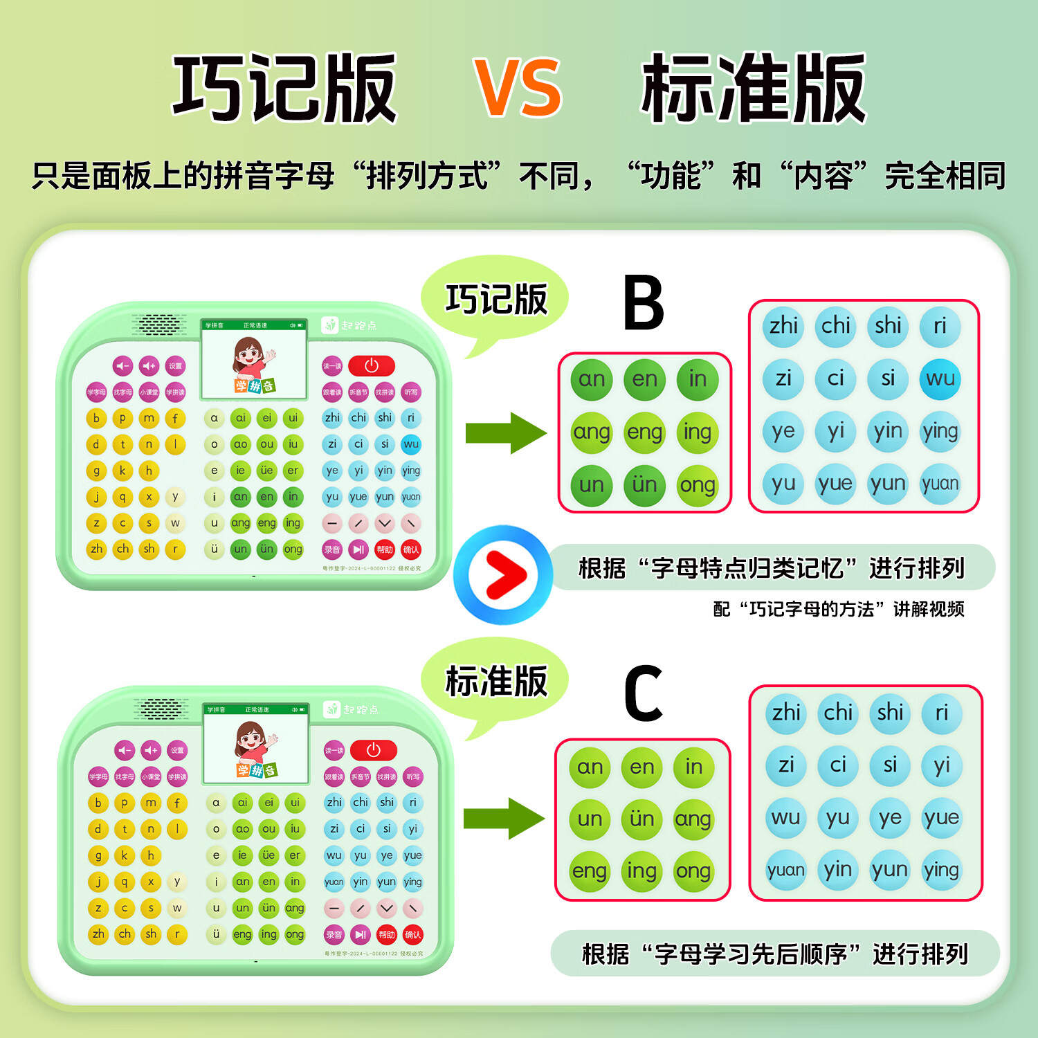 起跑点拼音学习机 小天才拼读训练神器 幼小衔接一年级儿童玩具男女孩生日礼物儿童早教机3-12岁AI学习机 拼音机+6本拼音教材+6本古诗词 标准版