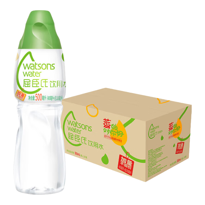 屈臣氏饮用水 105℃高温蒸馏制法 会议用水 蒸馏水500ml*24