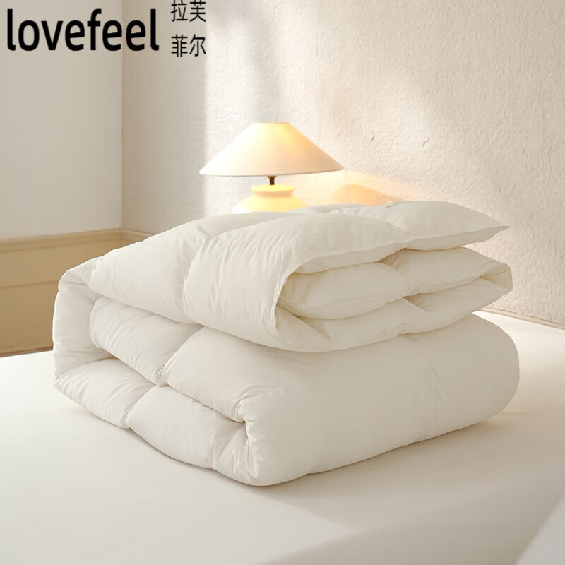 拉芙菲爾90%白鴨絨糯棉羽絨被子被芯A類抗菌家用單雙人200*230填充1200g 糯棉混絨羽絨被-白色 150*200cm填充350g春秋被