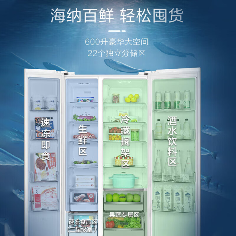 格力（GREE）晶弘冰箱600升对开-33℃深冻储鲜离子长效抗菌净味变频一级能效