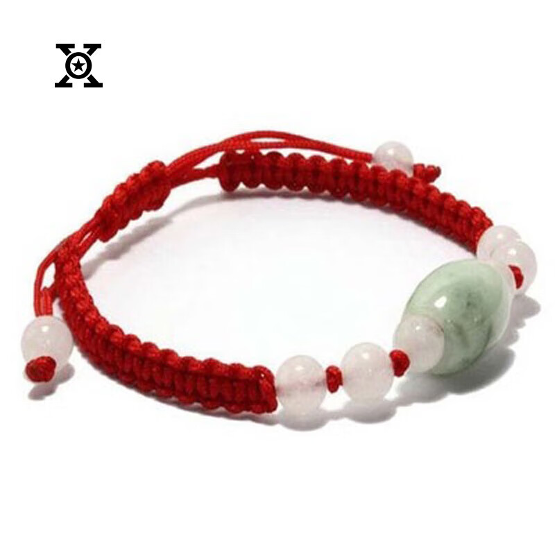 XO翡翠紅繩女生手鏈朱砂四葉草貔貅幸運珠本命年紅手繩手鏈禮物 翡翠紅繩手鏈
