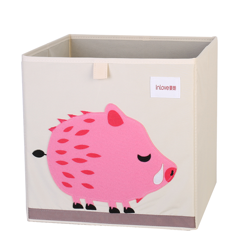 可水洗收纳盒抽屉式儿童玩具收纳箱储物箱整理箱懒角落杂物箱布艺正方形 梅花鹿无盖 33*33*33cm【可泡水洗款】
