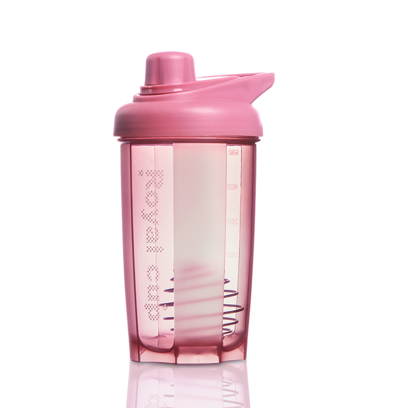 RoyalCup 塑料杯 摇摇杯蛋白粉健身水杯女运动网红便携奶昔杯带刻度搅拌球 粉红色