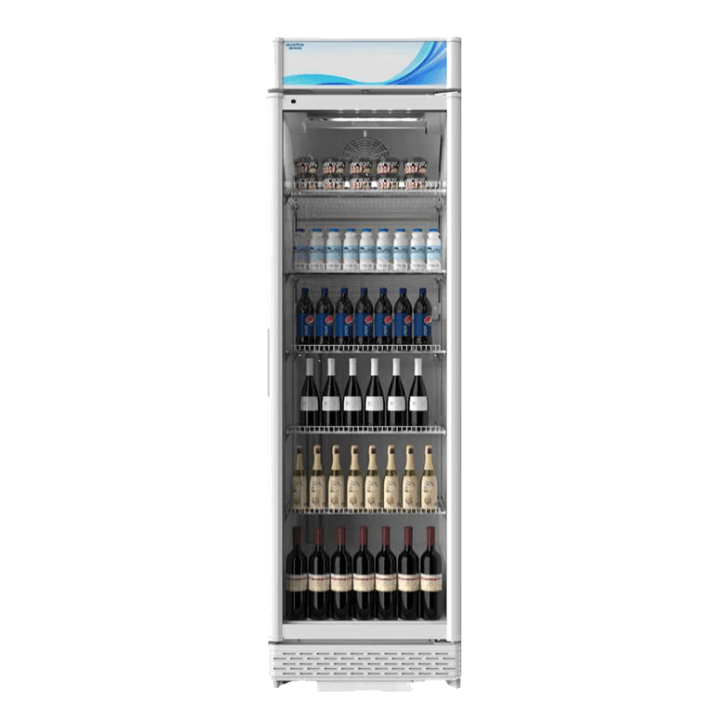 澳柯玛（AUCMA）展示柜冷藏饮料柜单门商用立式冰柜保鲜冰箱风冷超市便利店陈列柜啤酒水果柜一级能效 白色 | 310升风冷 新款窄灯箱 SC-310W