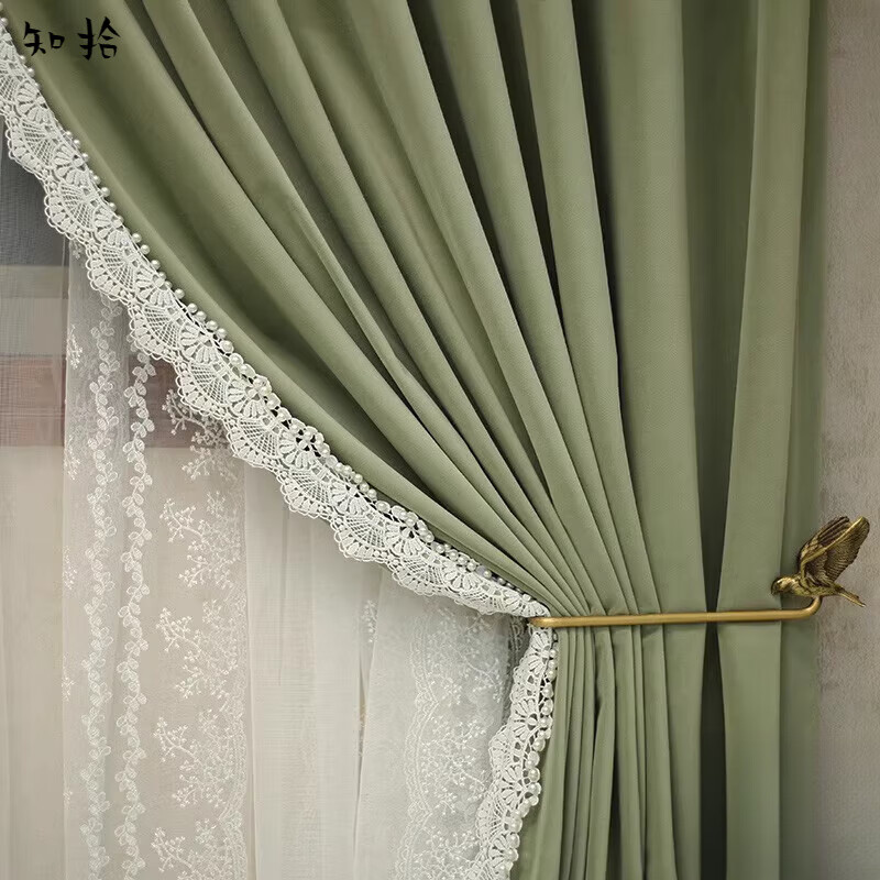 澳洲羊毛绒布窗帘法式复古轻奢现代简约卧室客厅加厚遮光美式定制 浅