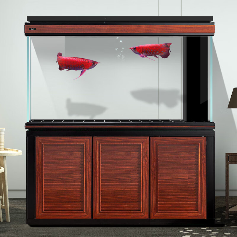 德克（D&A）級(jí)大型龍魚缸 辦公室自動(dòng)補(bǔ)水底過濾智能水族箱 帶氛圍燈 黑紅色 120x50x165cm
