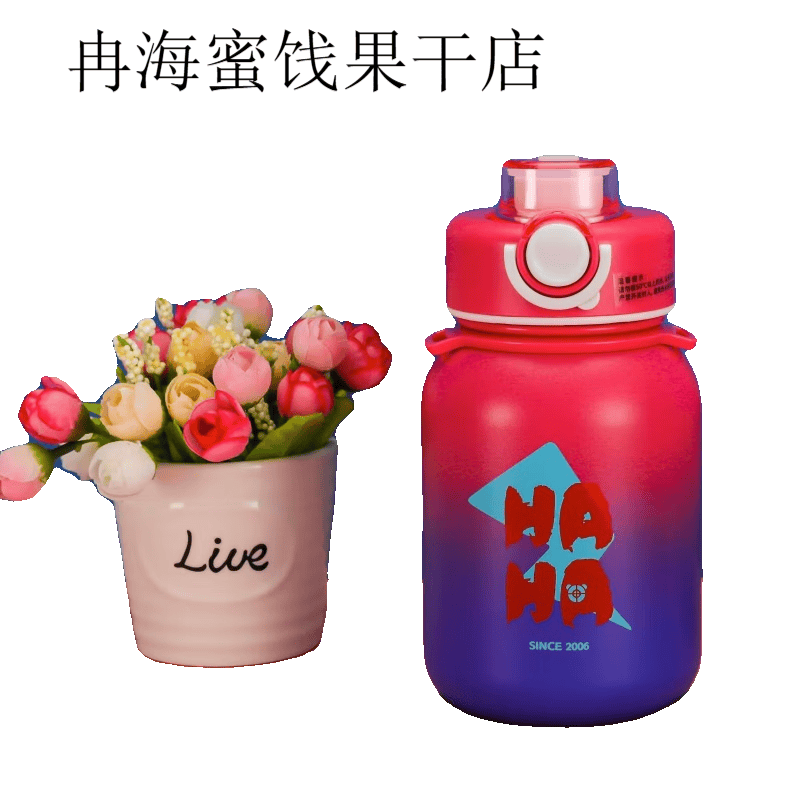 保温杯水晶贵族吸管水杯子上学专用水壶男女高颜值大肚保温杯 44L 水晶贵族600ML渐变粉（SZ22
