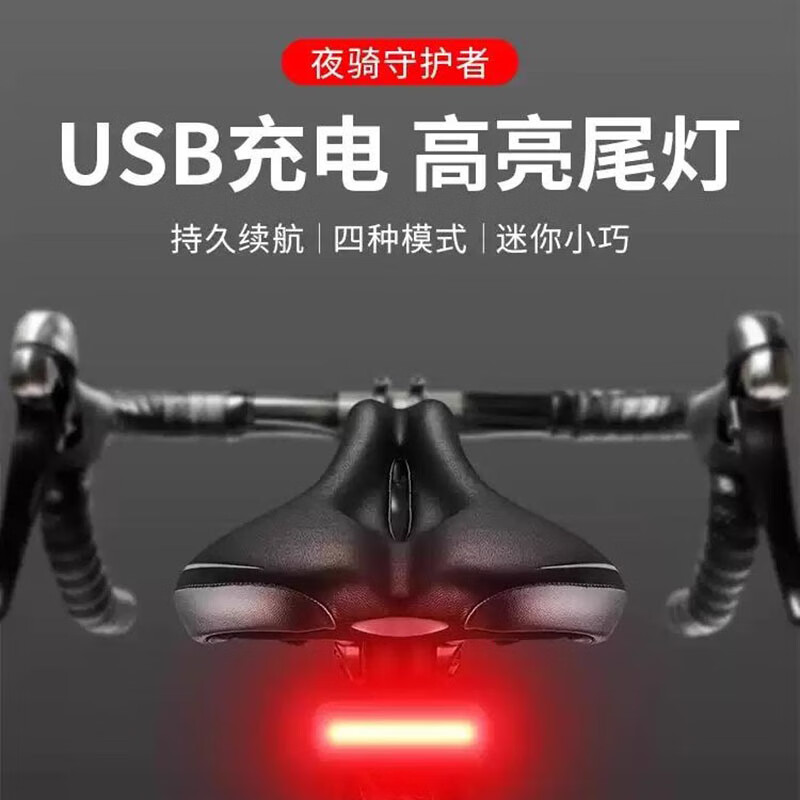 鵬境自行車尾燈警示公路車山地車單車夜間騎行兒童夜騎燈前燈車燈喇叭 紅色尾燈【一字型尾燈】