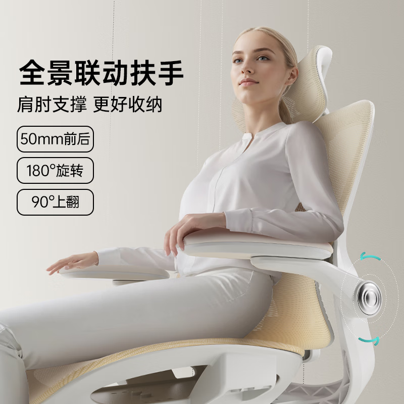 黑白调P2Pro人体工学电脑椅办公椅人工力学座椅电竞椅学习椅4D腰托 P2Pro柔纱米 4D护腰