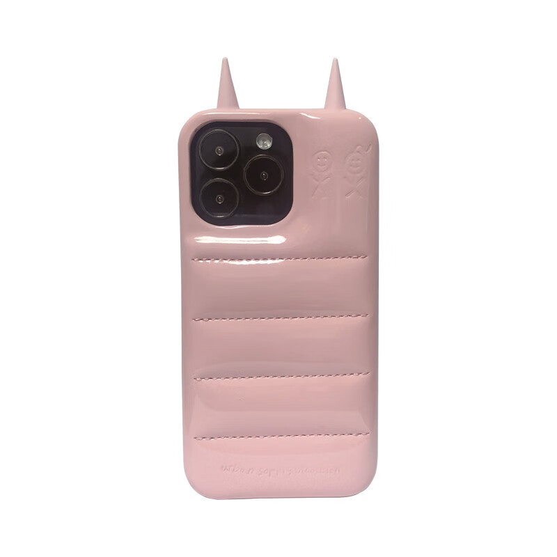 三七九前衛(wèi)粉色小惡魔角羽絨服適用iPhone15promax蘋果手機(jī)殼肥皂面包13 粉色小惡魔半包款 iPhone16