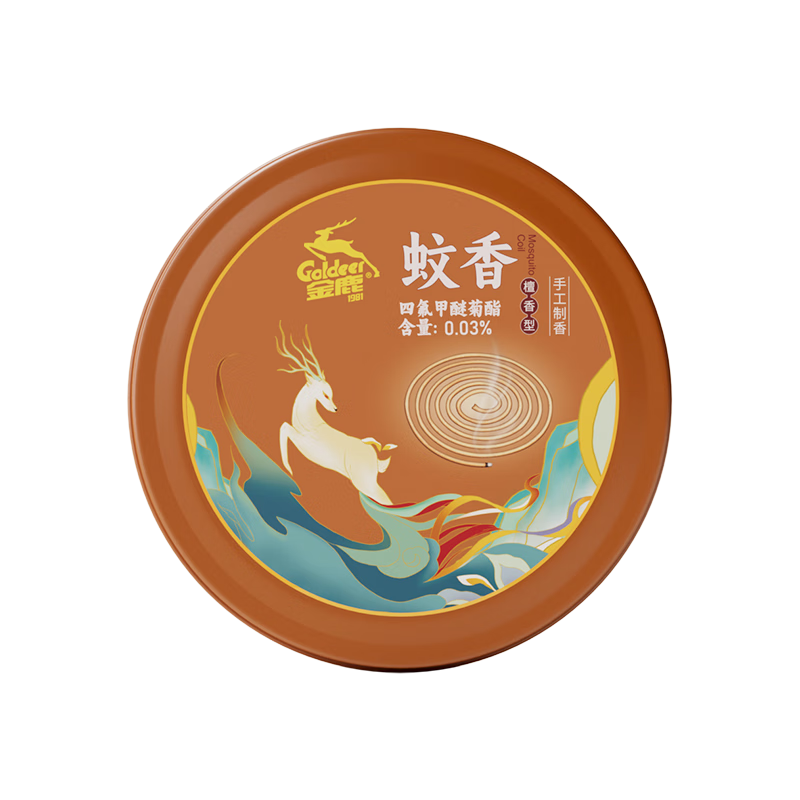 金鹿（Goldeer 1981）蚊香檀香型线香20圈/筒熏香家用驱蚊灭蚊香薰防蚊盘式盘香
